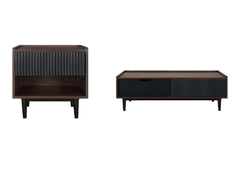 Duane End Table and Coffee Table in Dark Brown and Black - Ornate Home