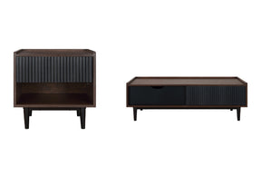 Duane End Table and Coffee Table in Dark Brown and Black - Ornate Home