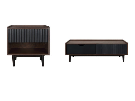 Duane End Table and Coffee Table in Dark Brown and Black - Ornate Home