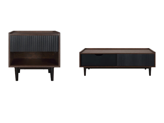 Duane End Table and Coffee Table in Dark Brown and Black - Ornate Home
