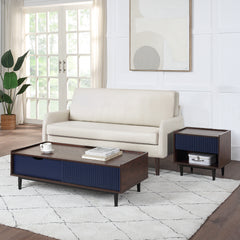 Duane End Table and Coffee Table in Dark Brown and Navy Blue - Ornate Home