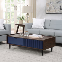 Duane End Table and Coffee Table in Dark Brown and Navy Blue - Ornate Home