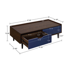 Duane End Table and Coffee Table in Dark Brown and Navy Blue - Ornate Home