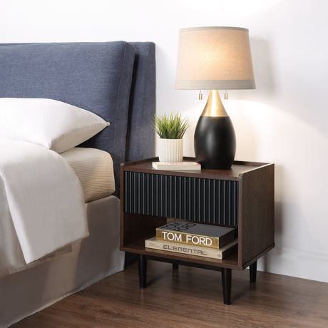 Duane Nightstand in Dark Brown and Black - Ornate Home