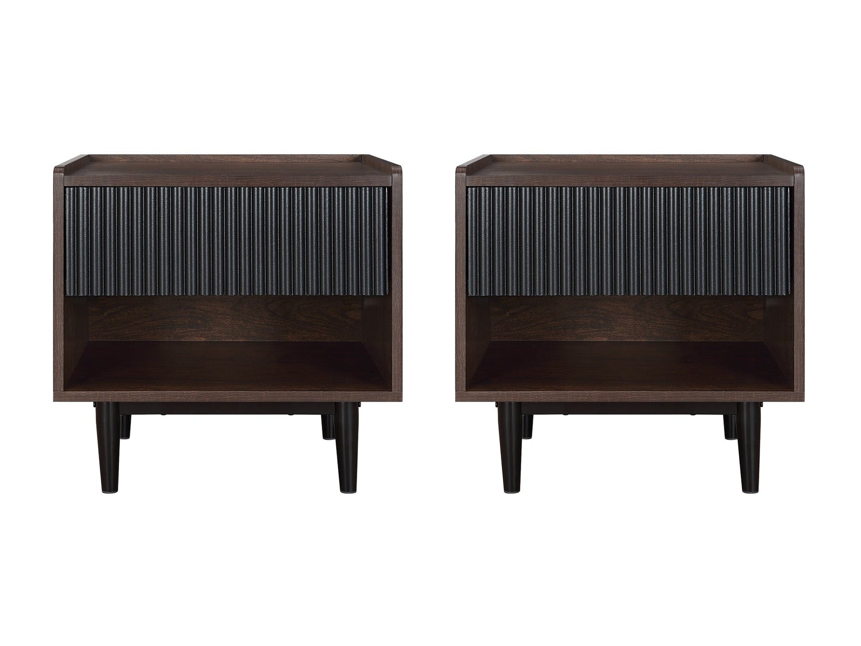 Duane Nightstand in Dark Brown and Black (set of 2) - Ornate Home
