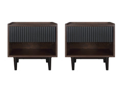 Duane Nightstand in Dark Brown and Black (set of 2) - Ornate Home