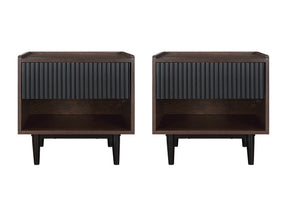 Duane Nightstand in Dark Brown and Black (set of 2) - Ornate Home