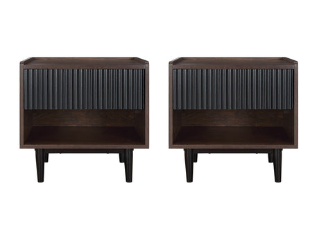Duane Nightstand in Dark Brown and Black (set of 2) - Ornate Home