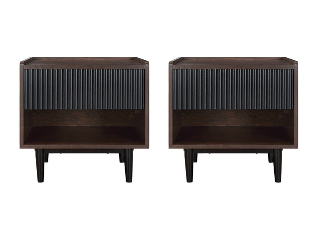 Duane Nightstand in Dark Brown and Black (set of 2) - Ornate Home