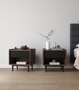 Duane Nightstand in Dark Brown and Black (set of 2) - Ornate Home