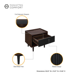Duane Nightstand in Dark Brown and Black (set of 2) - Ornate Home