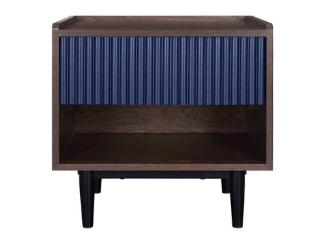 Duane Nightstand in Dark Brown and Navy Blue - Ornate Home