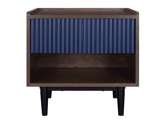 Duane Nightstand in Dark Brown and Navy Blue - Ornate Home