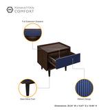 Duane Nightstand in Dark Brown and Navy Blue - Ornate Home