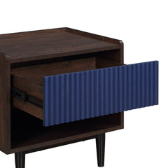 Duane Nightstand in Dark Brown and Navy Blue - Ornate Home