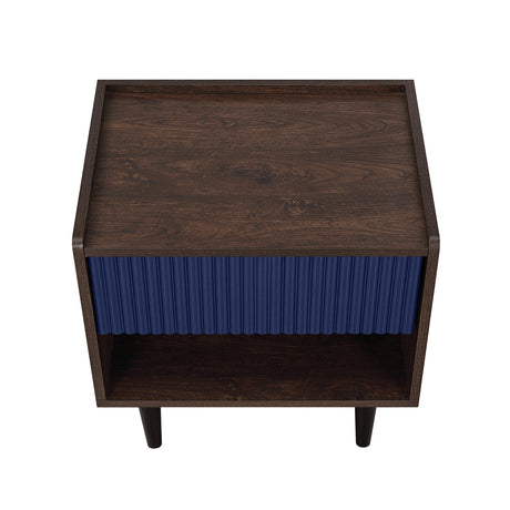 Duane Nightstand in Dark Brown and Navy Blue - Ornate Home