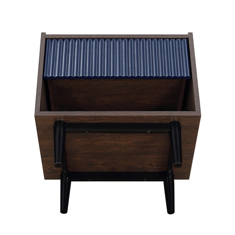 Duane Nightstand in Dark Brown and Navy Blue - Ornate Home