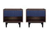Duane Nightstand in Dark Brown and Navy Blue (set of 2) - Ornate Home