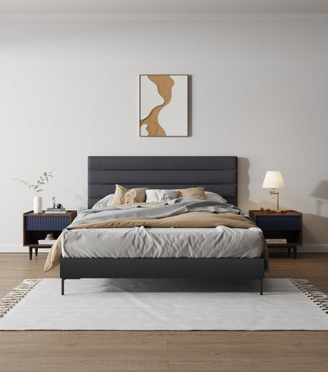 Duane Nightstand in Dark Brown and Navy Blue (set of 2) - Ornate Home