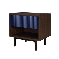 Duane Nightstand in Dark Brown and Navy Blue (set of 2) - Ornate Home