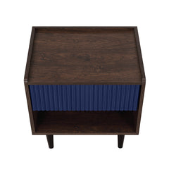 Duane Nightstand in Dark Brown and Navy Blue (set of 2) - Ornate Home