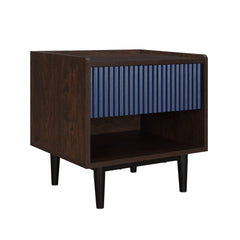 Duane Nightstand in Dark Brown and Navy Blue (set of 2) - Ornate Home