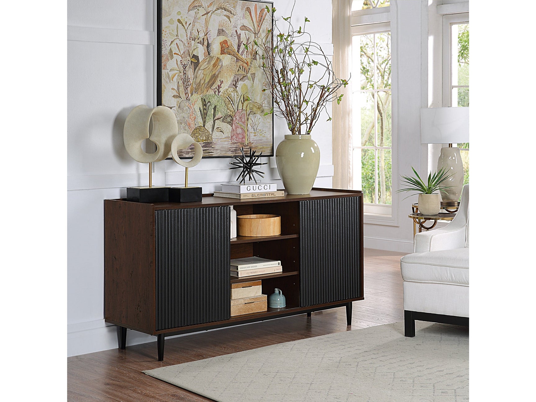 Duane Sideboard in Dark Brown and Black - Ornate Home