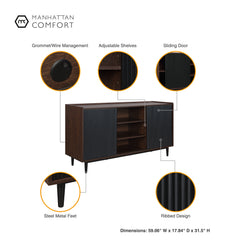 Duane Sideboard in Dark Brown and Black - Ornate Home