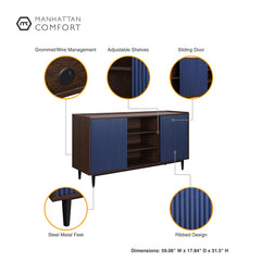 Duane Sideboard in Dark Brown and Navy Blue - Ornate Home