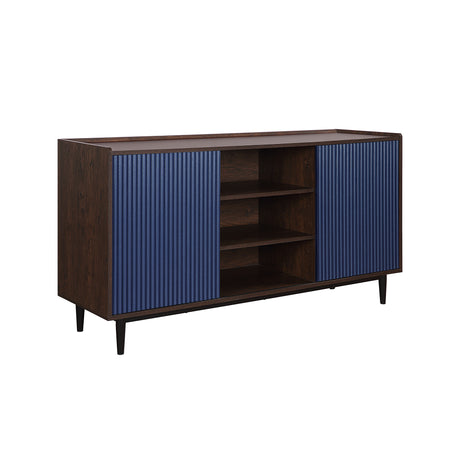Duane Sideboard in Dark Brown and Navy Blue - Ornate Home