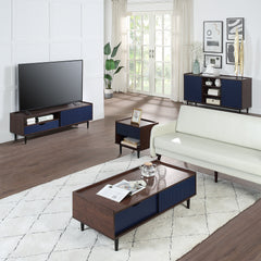Duane Sideboard in Dark Brown and Navy Blue - Ornate Home