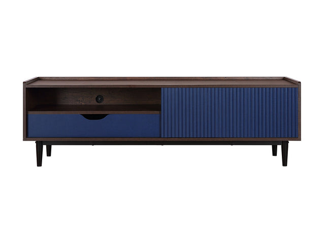 Duane TV Stand in Dark Brown and Navy Blue - Ornate Home
