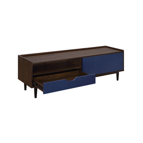 Duane TV Stand in Dark Brown and Navy Blue - Ornate Home