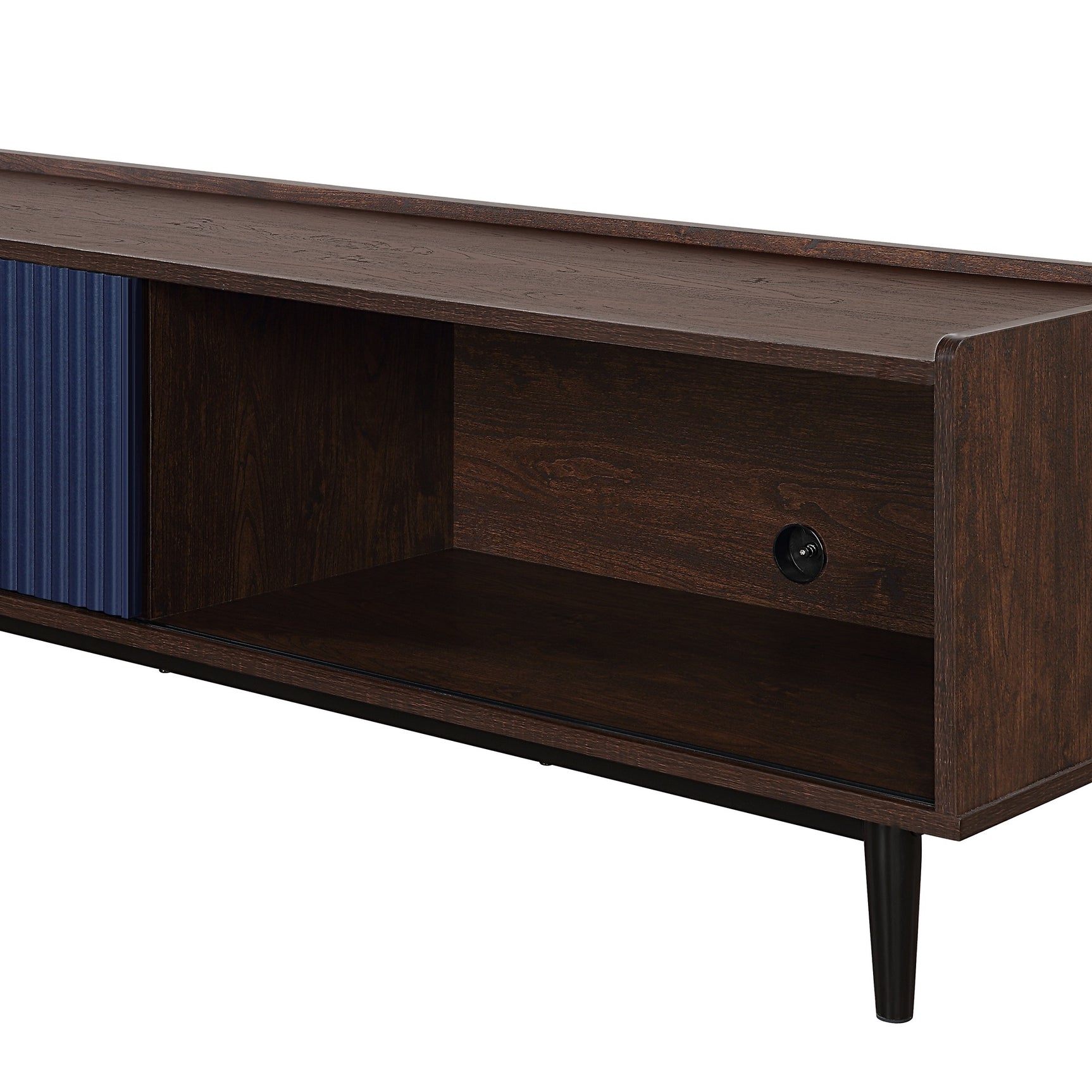 Duane TV Stand in Dark Brown and Navy Blue - Ornate Home