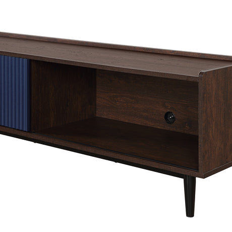 Duane TV Stand in Dark Brown and Navy Blue - Ornate Home