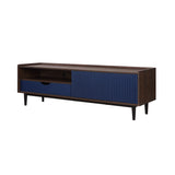 Duane TV Stand in Dark Brown and Navy Blue - Ornate Home