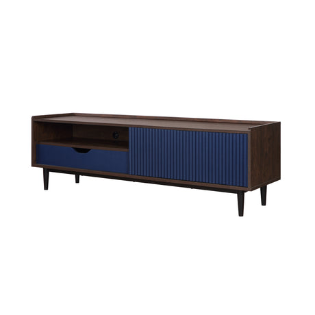 Duane TV Stand in Dark Brown and Navy Blue - Ornate Home