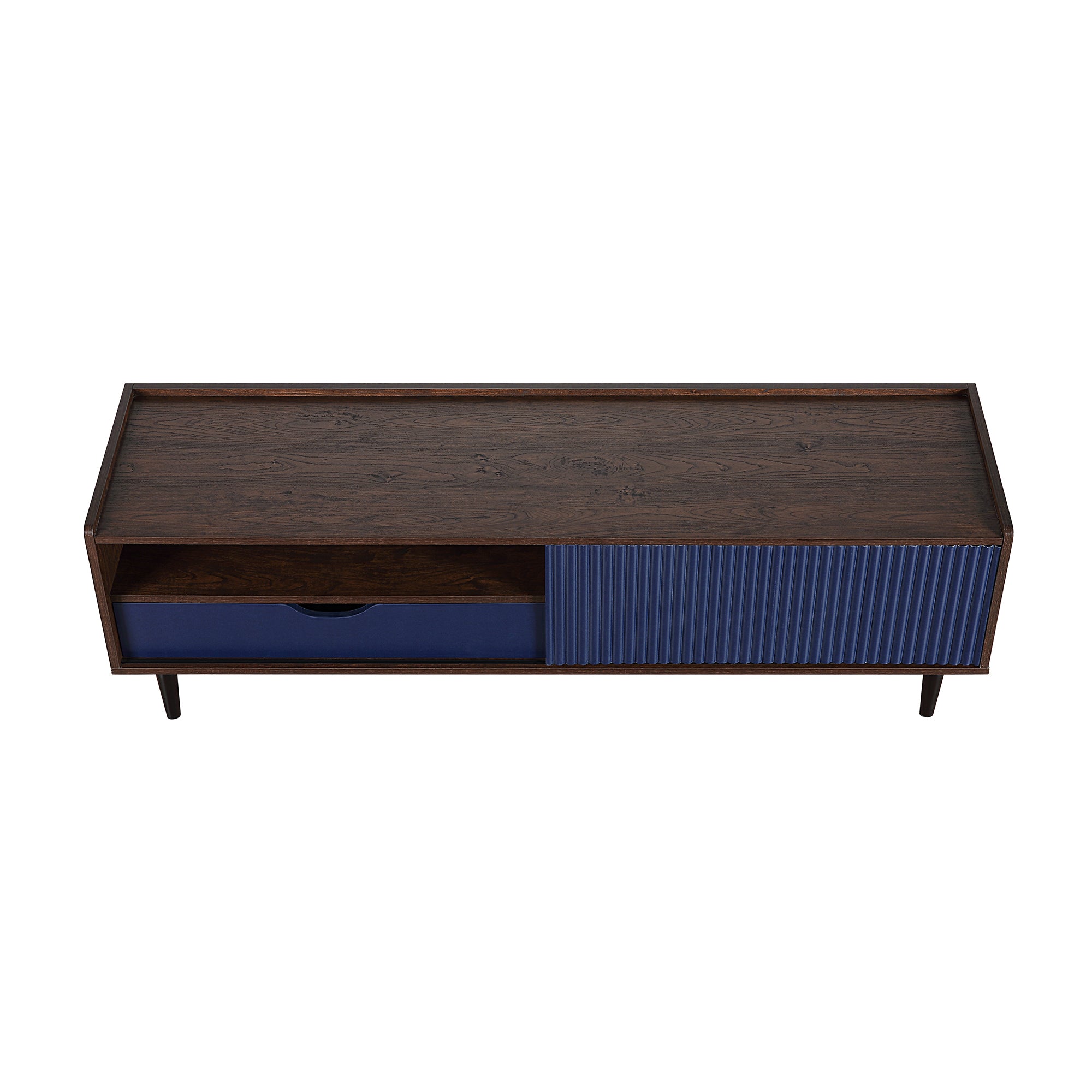 Manhattan Comfort Duane TV Stand in Dark Brown and Navy Blue