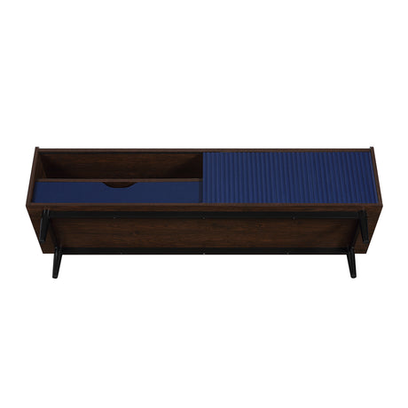 Duane TV Stand in Dark Brown and Navy Blue - Ornate Home