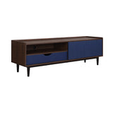 Duane TV Stand in Dark Brown and Navy Blue - Ornate Home