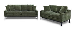 Duarte Dark Moss 2-Piece Sofa And Loveseat Set With Reversible Cushions