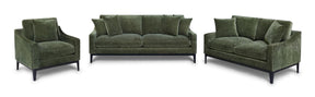 Duarte Dark Moss 3-Piece Sofa Loveseat Chair Set With Reversible Cushions - Ornate Home