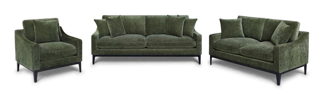 Duarte Dark Moss 3-Piece Sofa Loveseat Chair Set With Reversible Cushions - Ornate Home