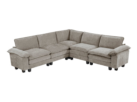 Dublin Dark Pewter 5-Piece Modular Sectional - Ornate Home