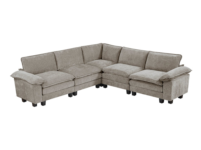 Dublin Dark Pewter 5-Piece Modular Sectional - Ornate Home