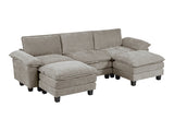 Dublin Dark Pewter 5-Piece Modular Sectional with Ottoman - Ornate Home