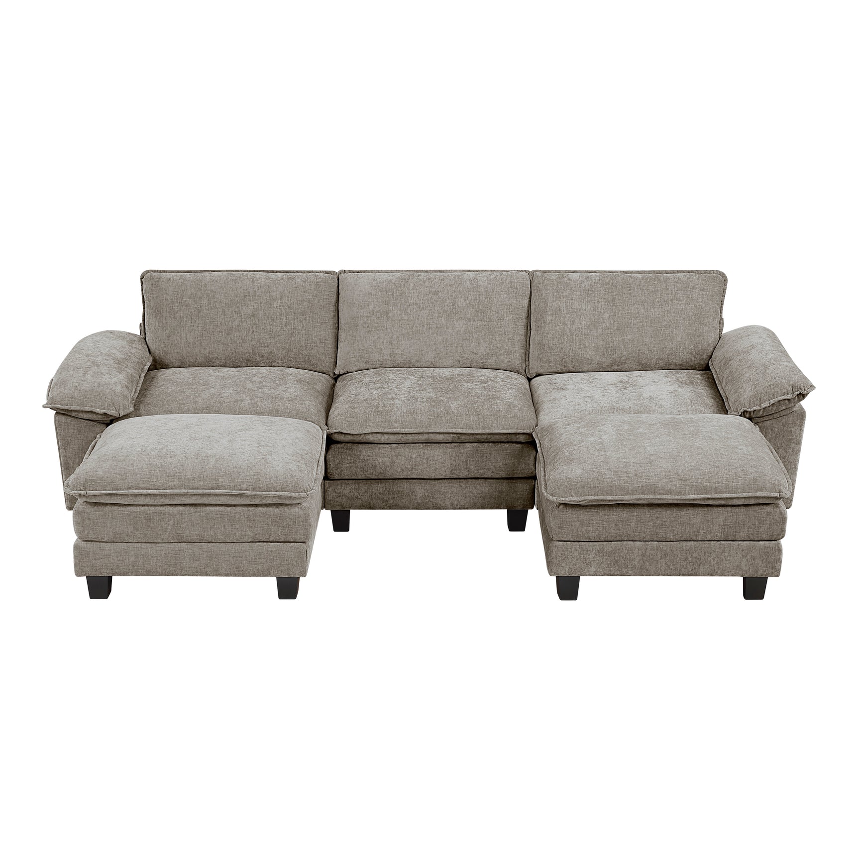 Dublin Dark Pewter 5-Piece Modular Sectional with Ottoman - Ornate Home