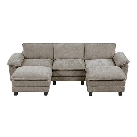 Dublin Dark Pewter 5-Piece Modular Sectional with Ottoman - Ornate Home