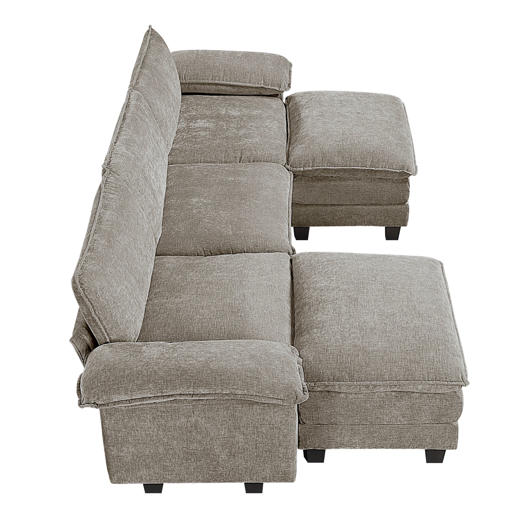 Dublin Dark Pewter 5-Piece Modular Sectional with Ottoman - Ornate Home