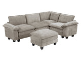 Dublin Dark Pewter 5-Piece Modular Sectional with Ottoman - Ornate Home